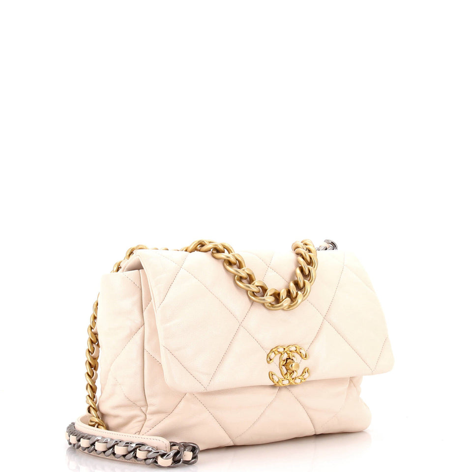19 Flap Bag Quilted Leather Large