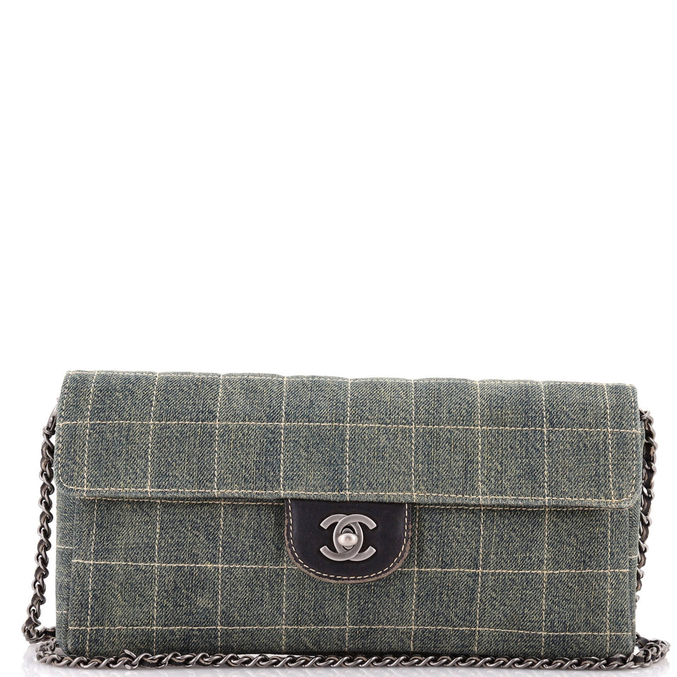 Chocolate Bar Flap Bag Quilted Denim East West