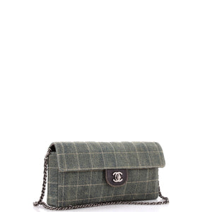 Chocolate Bar Flap Bag Quilted Denim East West