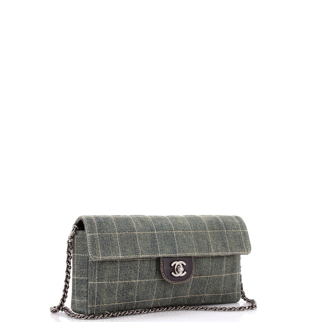 Chocolate Bar Flap Bag Quilted Denim East West