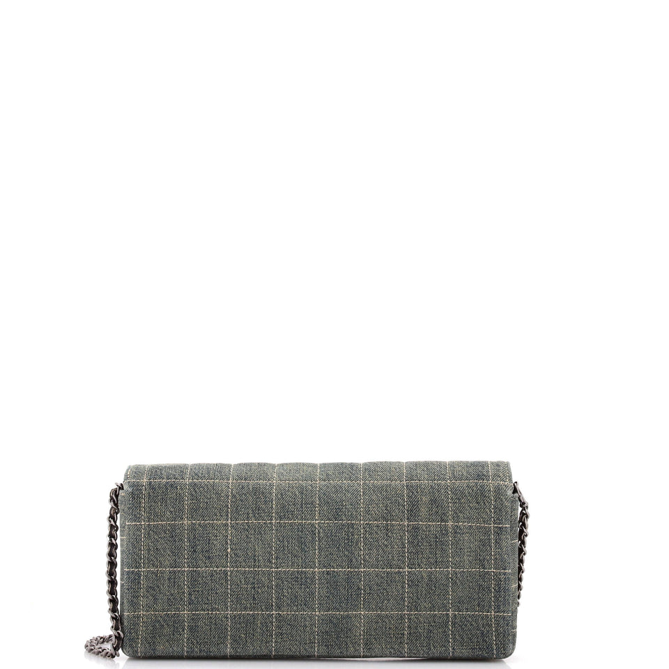Chocolate Bar Flap Bag Quilted Denim East West