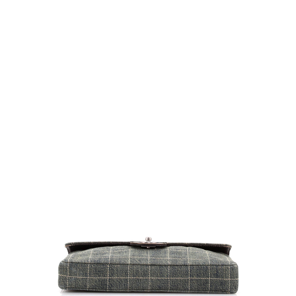 Chocolate Bar Flap Bag Quilted Denim East West