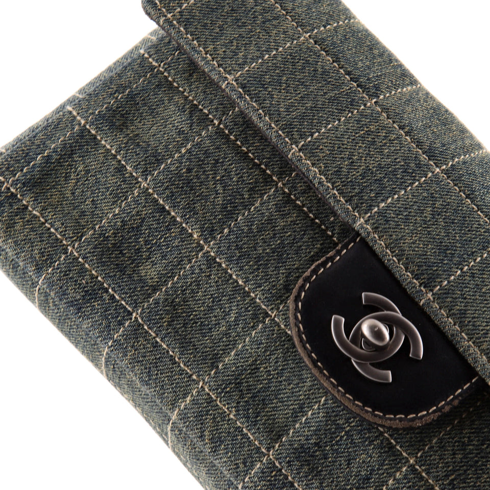 Chocolate Bar Flap Bag Quilted Denim East West