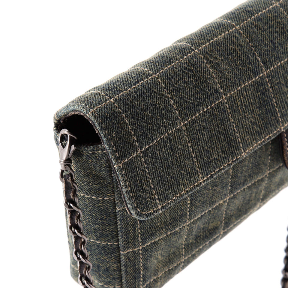 Chocolate Bar Flap Bag Quilted Denim East West