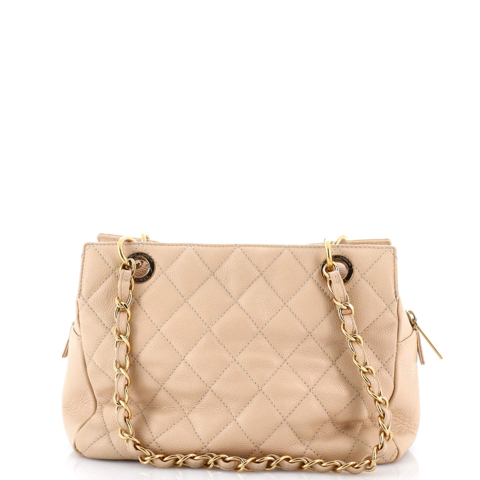 Petite Timeless Tote Quilted Caviar