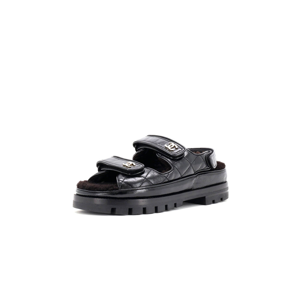 Women's Velcro Dad Sandals Leather and Shearling