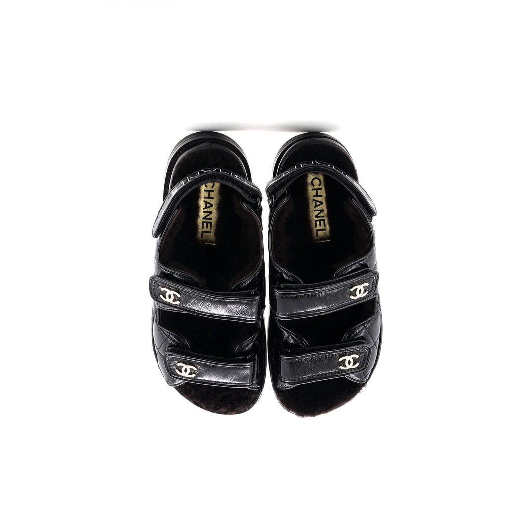 Women's Velcro Dad Sandals Leather and Shearling