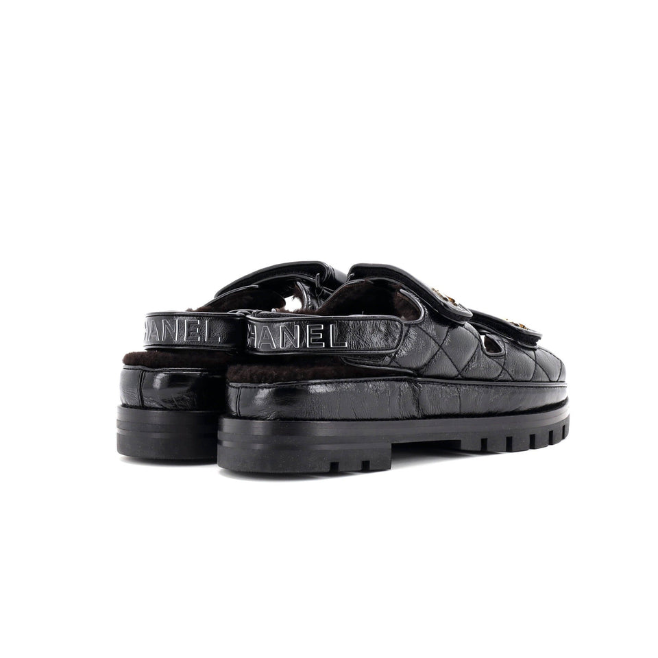 Women's Velcro Dad Sandals Leather and Shearling