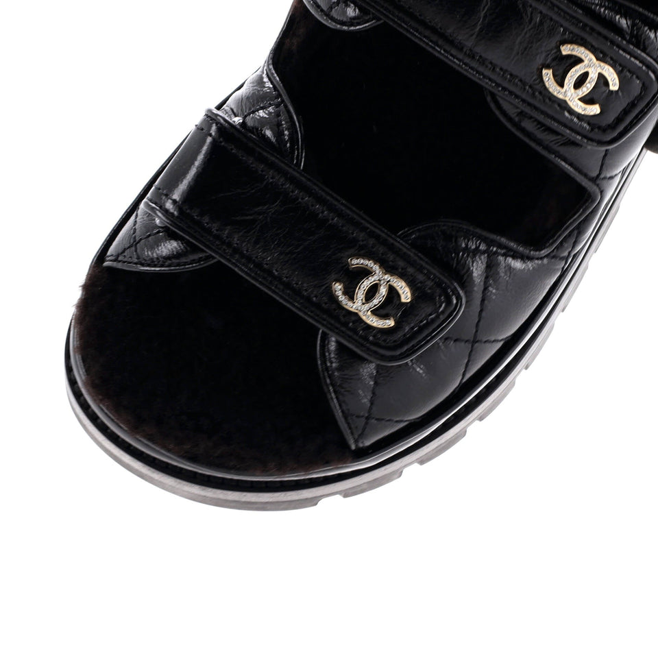 Women's Velcro Dad Sandals Leather and Shearling