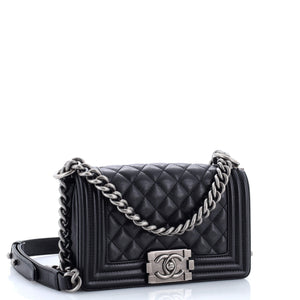 Boy Flap Bag Quilted Caviar Small