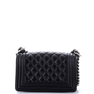 Boy Flap Bag Quilted Caviar Small