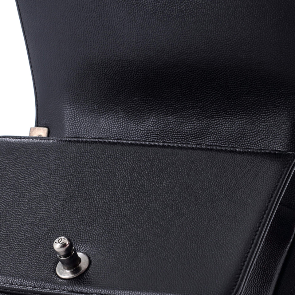 Boy Flap Bag Quilted Caviar Small