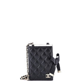 CC Book Card Holder with Chain Quilted Lambskin