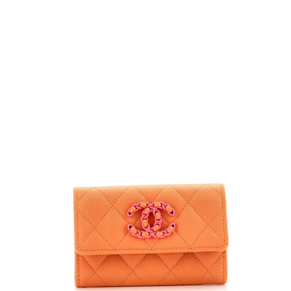 CC Chain Flap Card Case Quilted Caviar