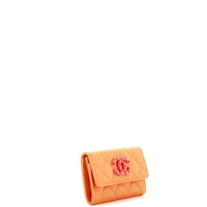 CC Chain Flap Card Case Quilted Caviar