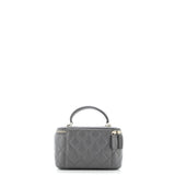 Classic Top Handle Vanity Case with Chain Quilted Lambskin Small