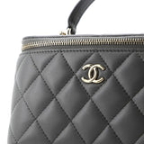Classic Top Handle Vanity Case with Chain Quilted Lambskin Small