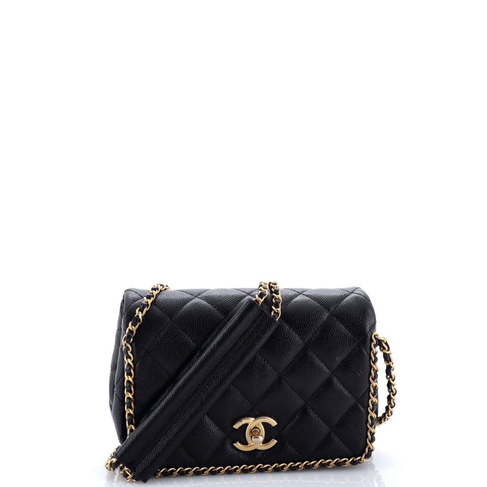 Chain Around Multi Chain Full Flap Bag Quilted Caviar Mini