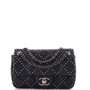 Paris-Dallas Metal Beauty Flap Bag Studded Quilted Distressed Calfskin Small