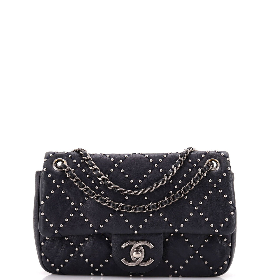Paris-Dallas Metal Beauty Flap Bag Studded Quilted Distressed Calfskin Small