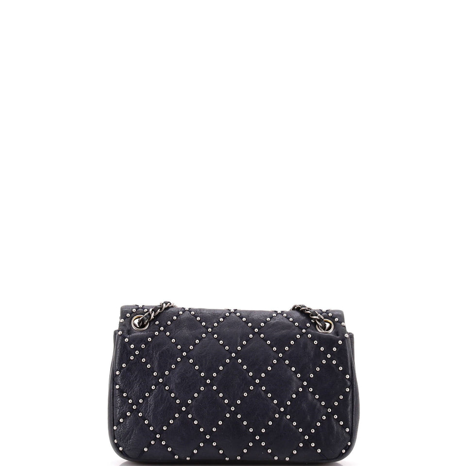 Paris-Dallas Metal Beauty Flap Bag Studded Quilted Distressed Calfskin Small