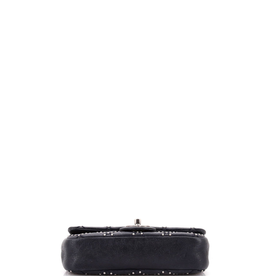 Paris-Dallas Metal Beauty Flap Bag Studded Quilted Distressed Calfskin Small