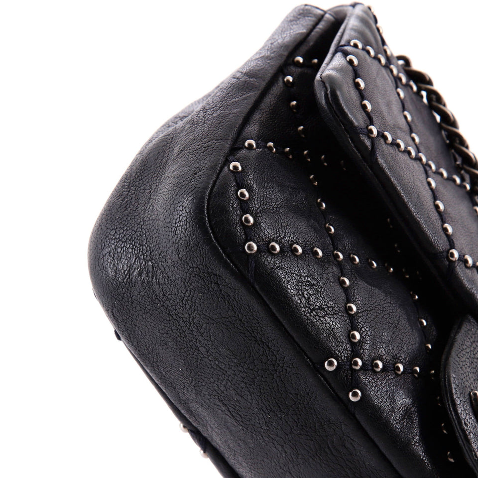 Paris-Dallas Metal Beauty Flap Bag Studded Quilted Distressed Calfskin Small