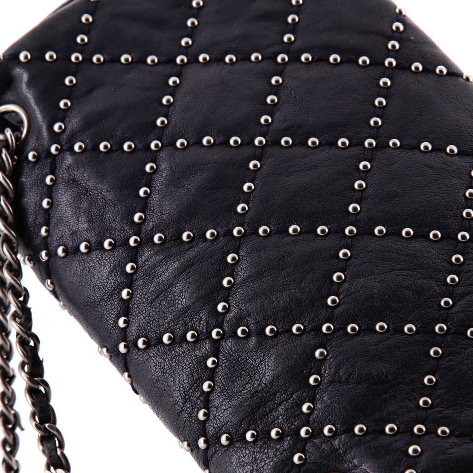 Paris-Dallas Metal Beauty Flap Bag Studded Quilted Distressed Calfskin Small