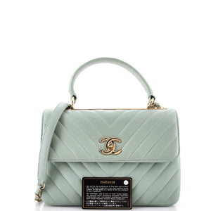 Trendy CC Top Handle Bag Chevron Lambskin Small