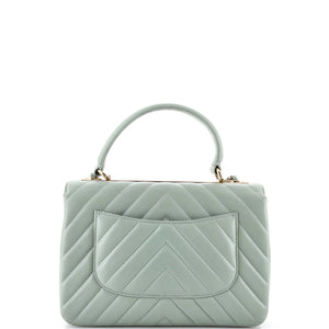 Trendy CC Top Handle Bag Chevron Lambskin Small