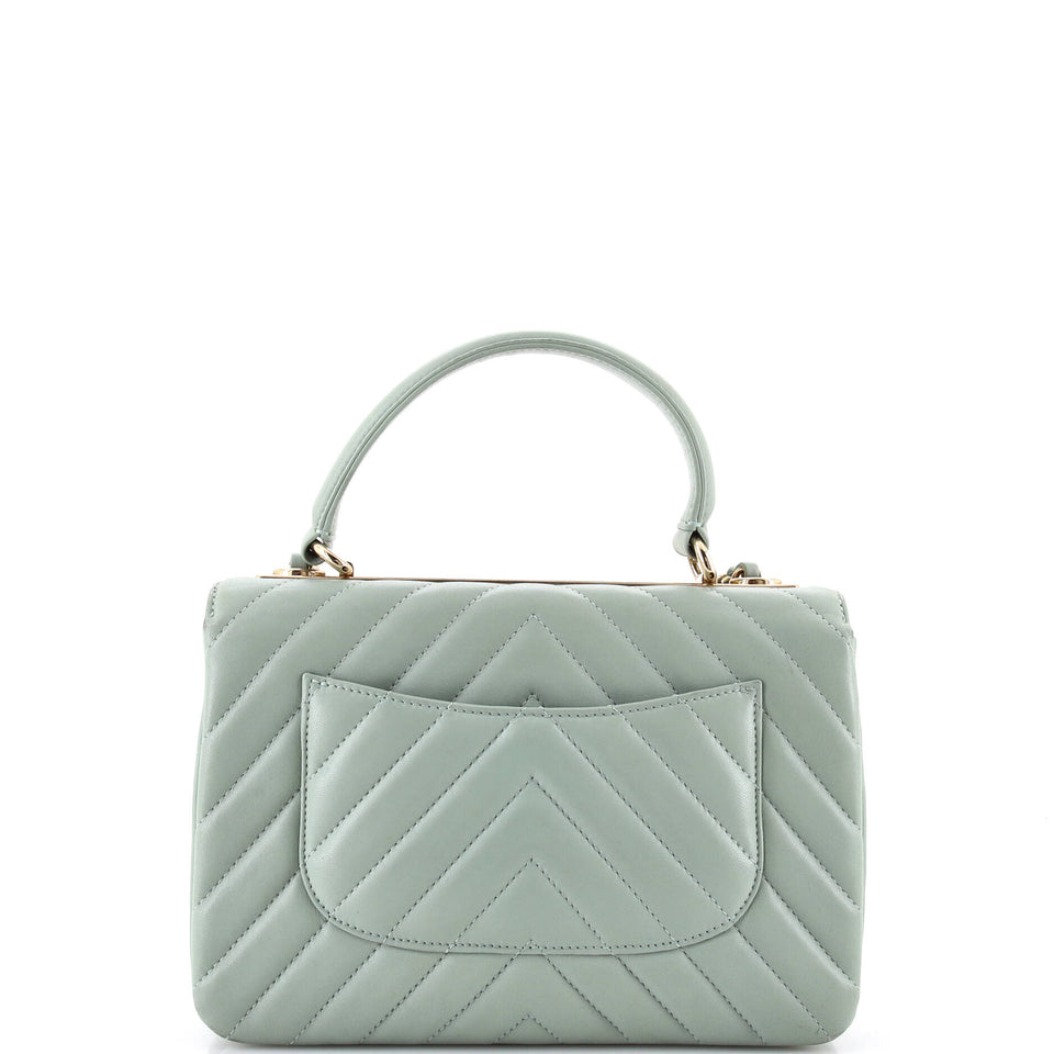 Trendy CC Top Handle Bag Chevron Lambskin Small
