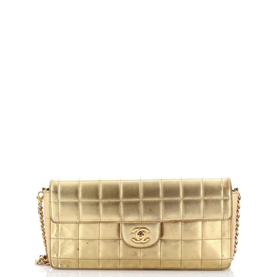 Chocolate Bar Flap Bag Quilted Lambskin East West