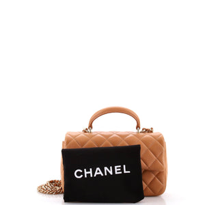 Classic Single Flap Top Handle Bag Quilted Lambskin Mini