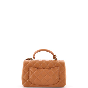 Classic Single Flap Top Handle Bag Quilted Lambskin Mini