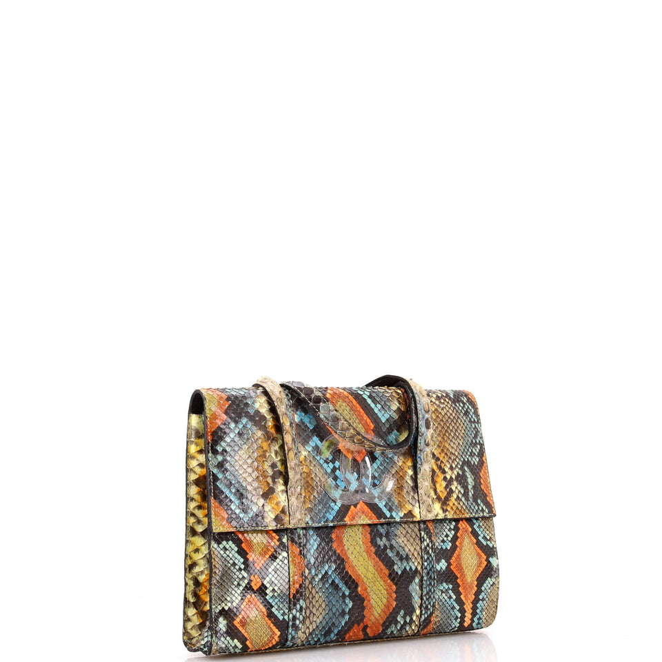 Vintage CC Flap Handle Tote Python Mini