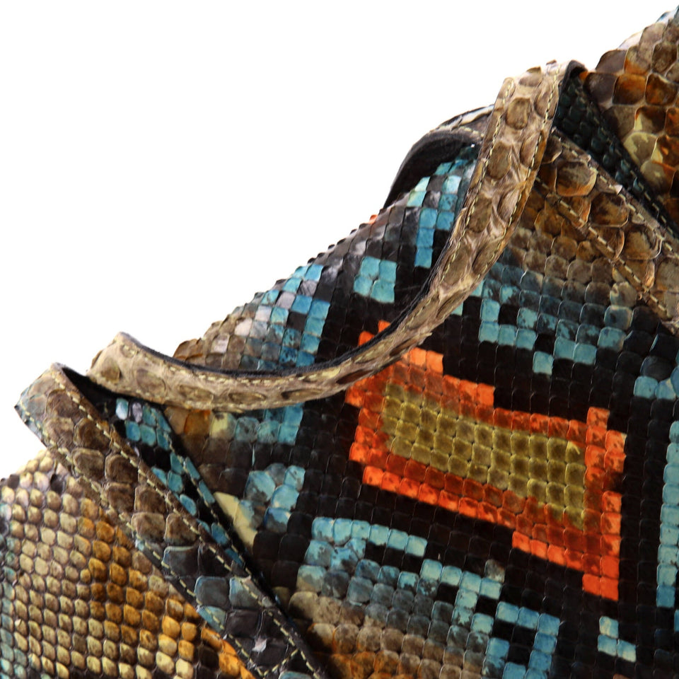 Vintage CC Flap Handle Tote Python Mini