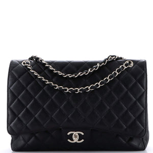 Classic Double Flap Bag Quilted Caviar Maxi