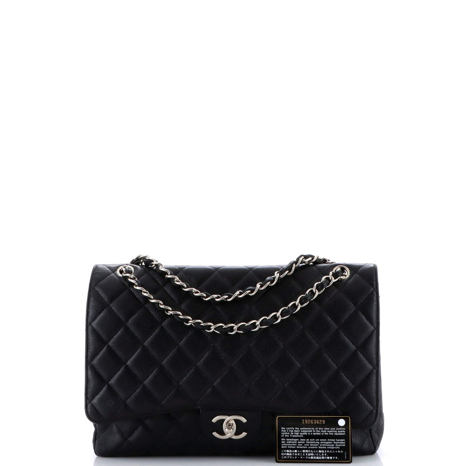 Classic Double Flap Bag Quilted Caviar Maxi