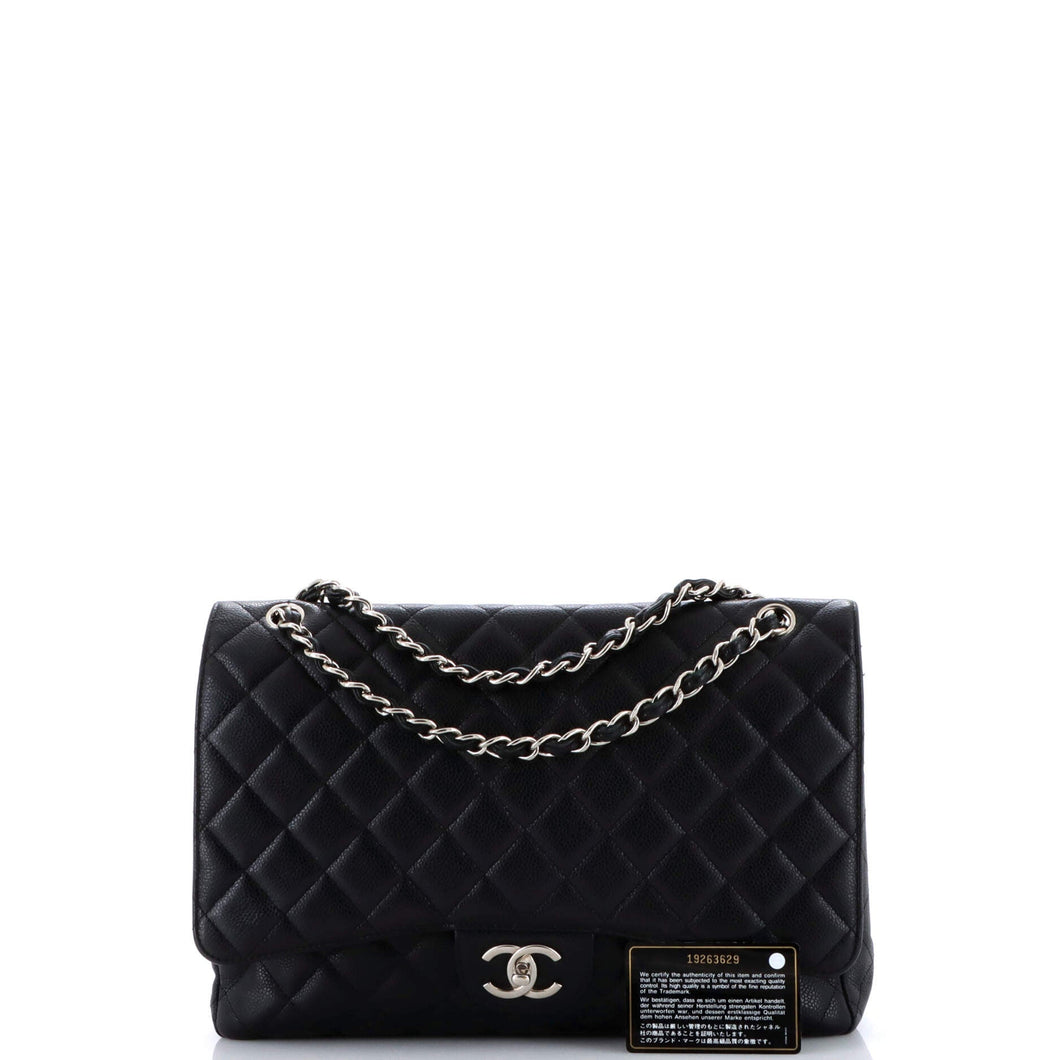 Classic Double Flap Bag Quilted Caviar Maxi