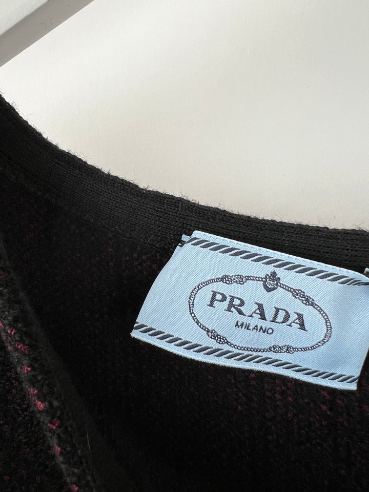 Prada Black and Burgundy Sleeveless Midi Dress Size IT 44 (UK 12)