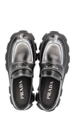 PRADA Monolith Loafers Black and Silver