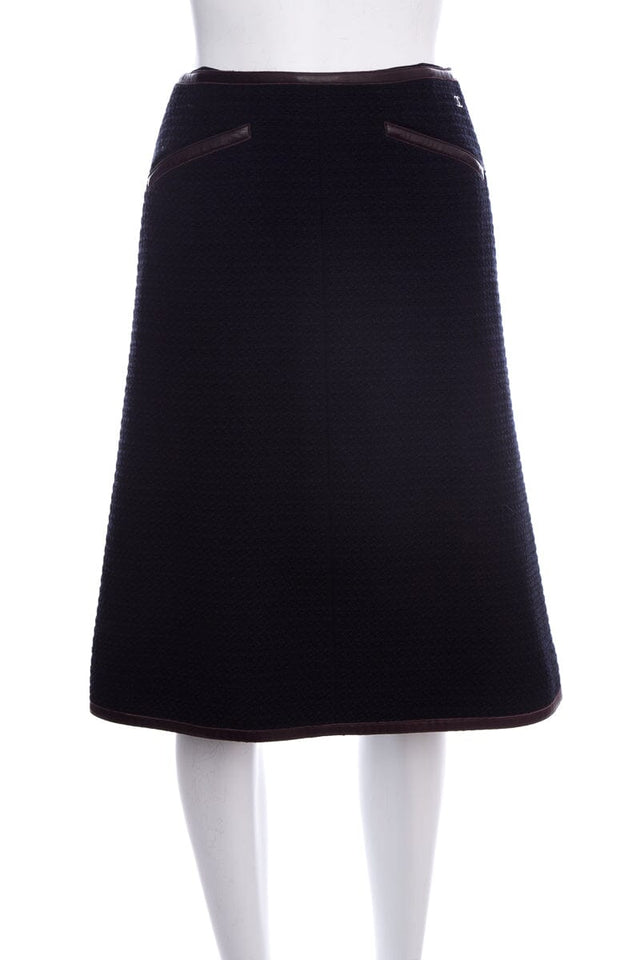 Chanel Fall 2000 Navy Wool Knee-length Skirt SZ 34
