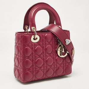 Dior Red Cannage Leather Small Lady Dior My Abcdior Tote