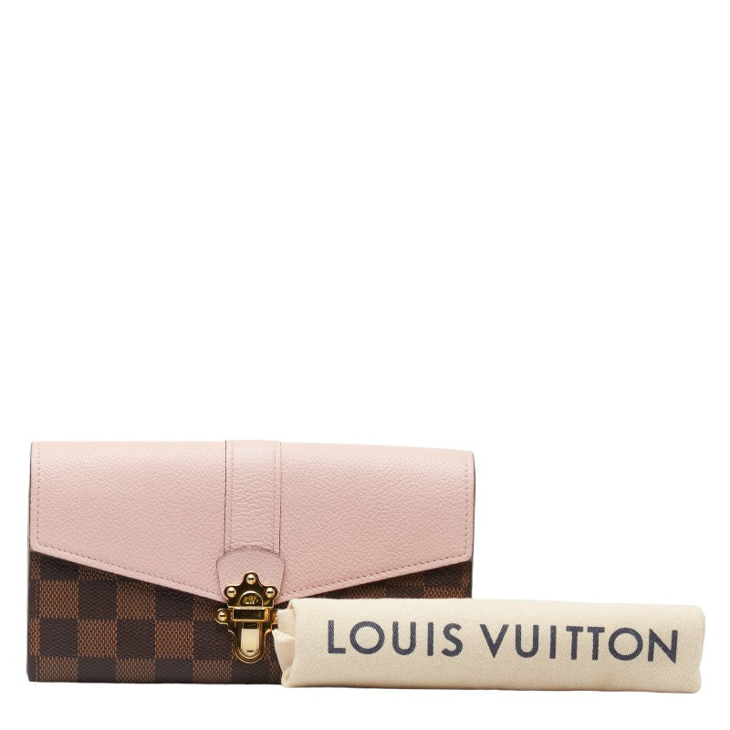 Louis Vuitton Damier Portefolio Clapton Long Wallet N64447 Magnolia Pink Brown PVC Leather  LOUIS VUITTON