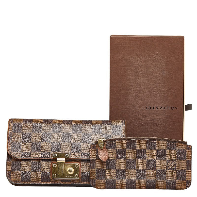 Louis Vuitton Damier Portefolio Ascot Long Wallet N63171 Eve Brown PVC  Louis Vuitton