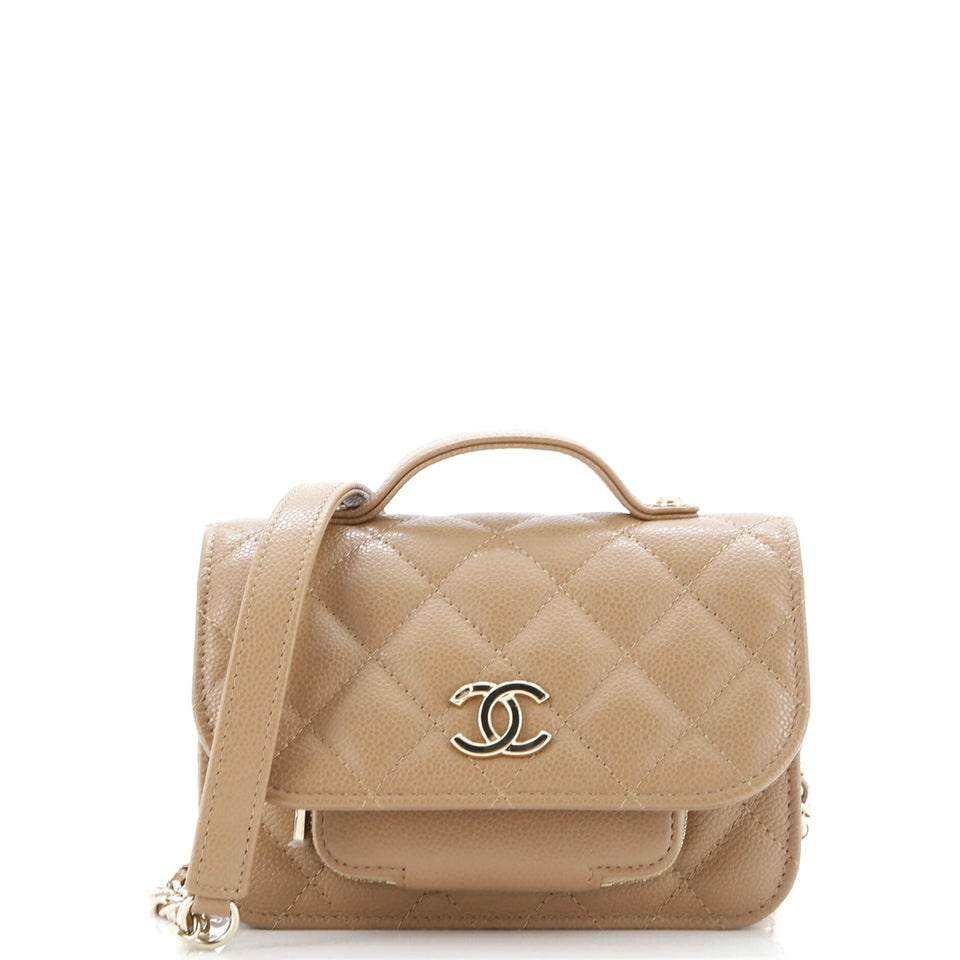 Business Affinity Flap Clutch with Chain Quilted Caviar