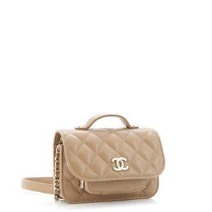 Business Affinity Flap Clutch with Chain Quilted Caviar