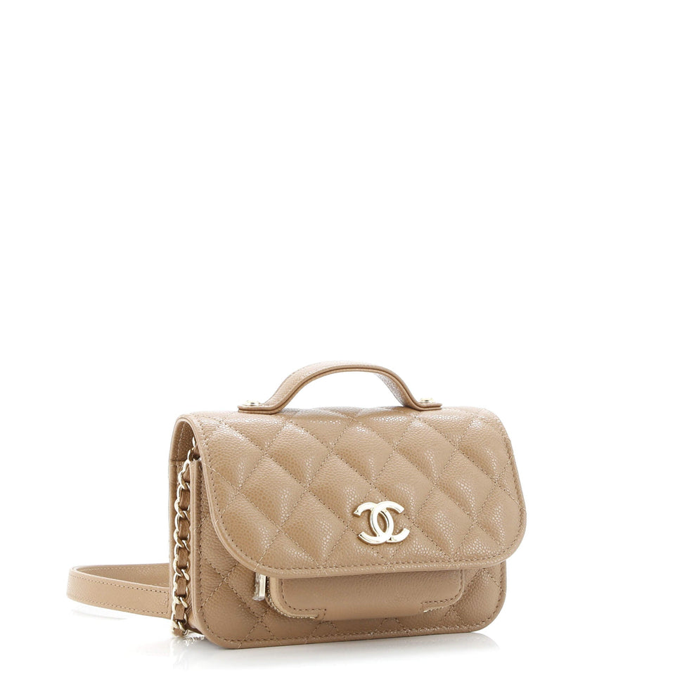 Business Affinity Flap Clutch with Chain Quilted Caviar