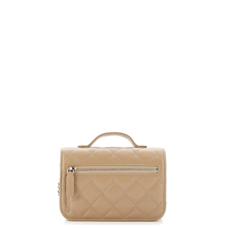 Business Affinity Flap Clutch with Chain Quilted Caviar