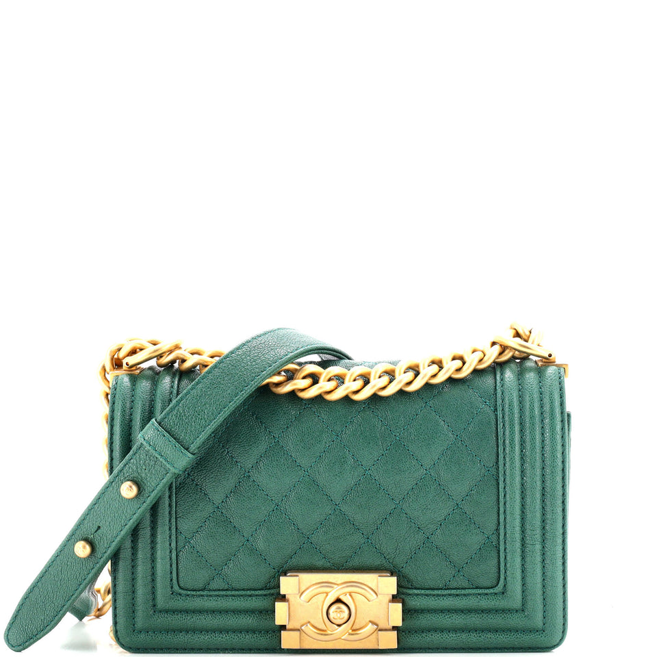 Boy Flap Bag Quilted Caviar Small